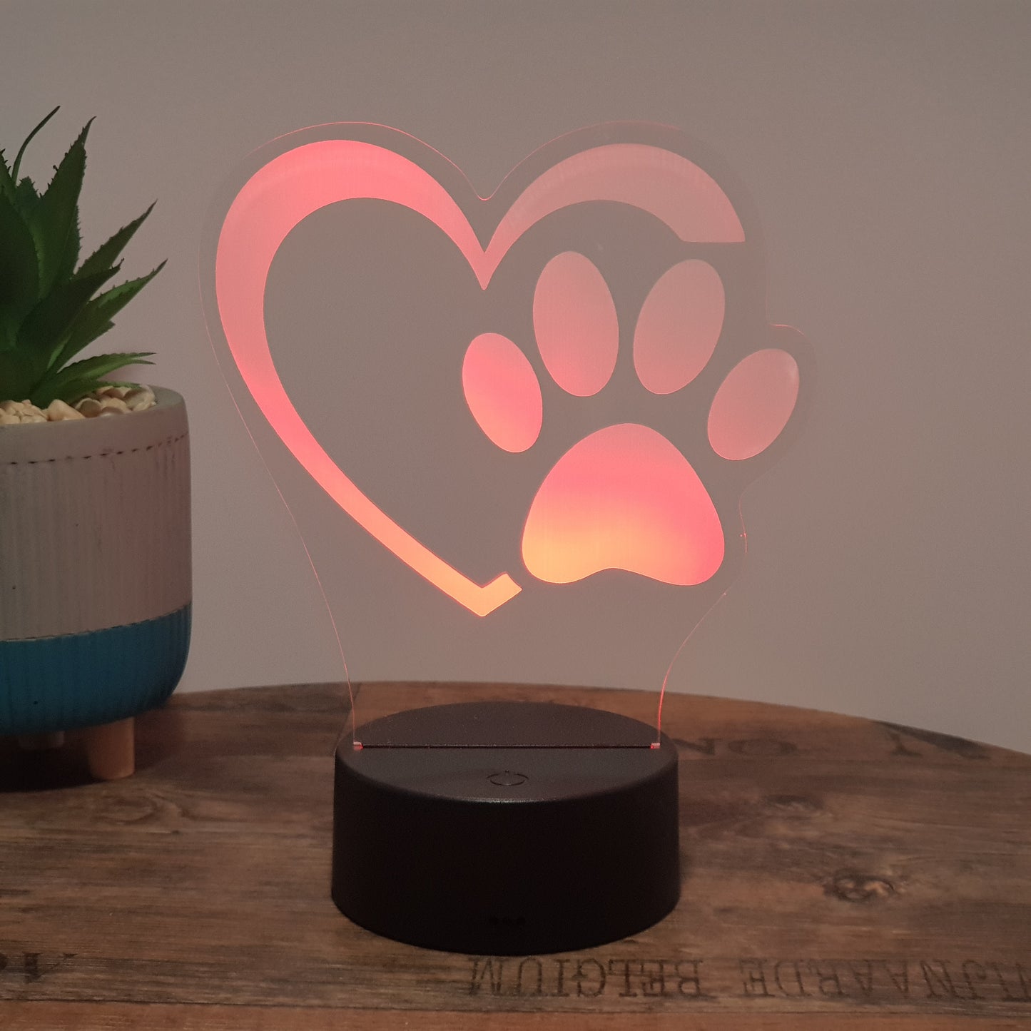 LED Lampe Herz mit Pfote