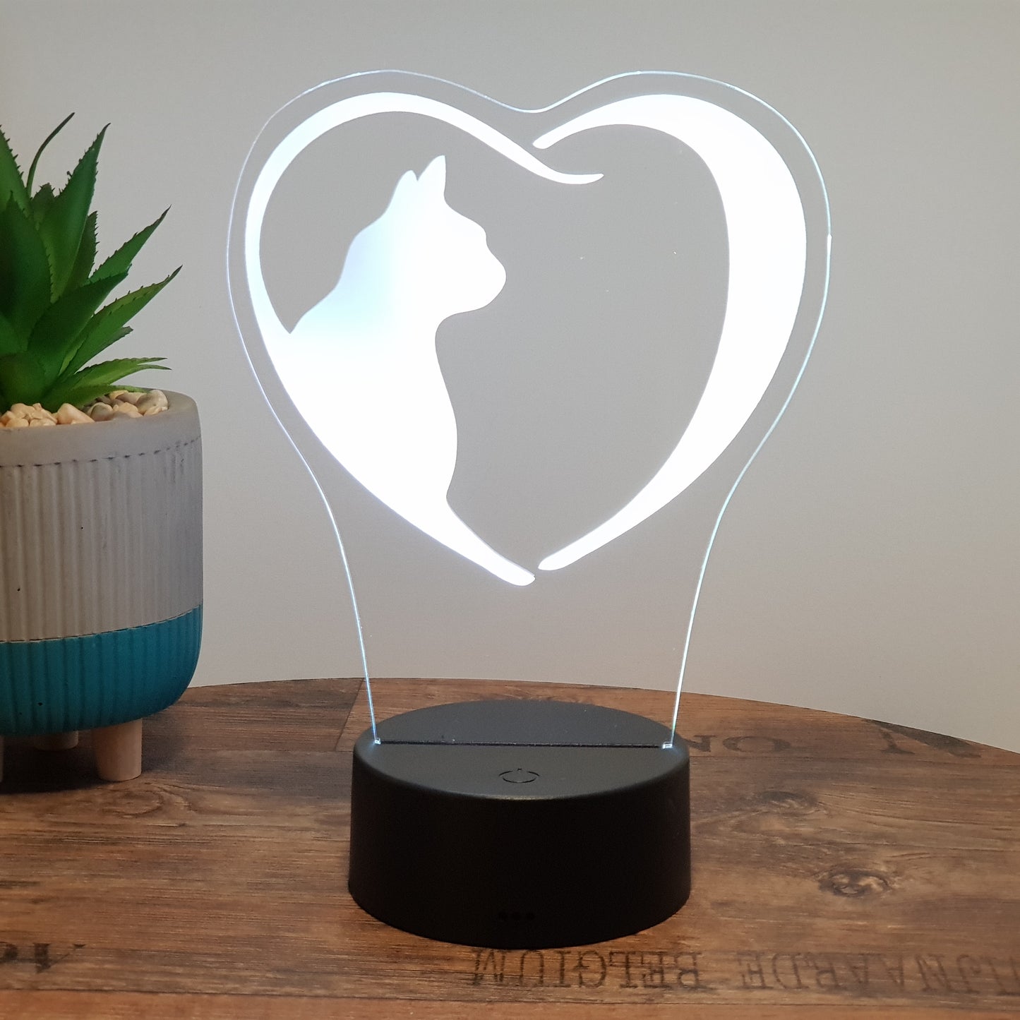 LED Lampe Herz mit Katze