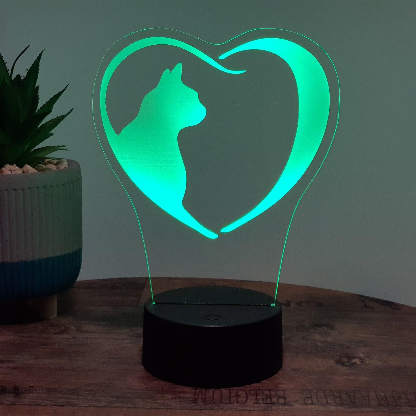 LED Lampe Herz mit Katze