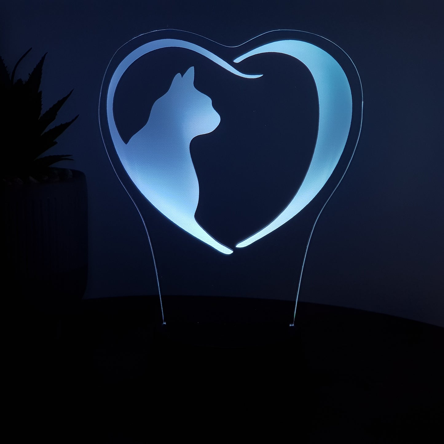 LED Lampe Herz mit Katze