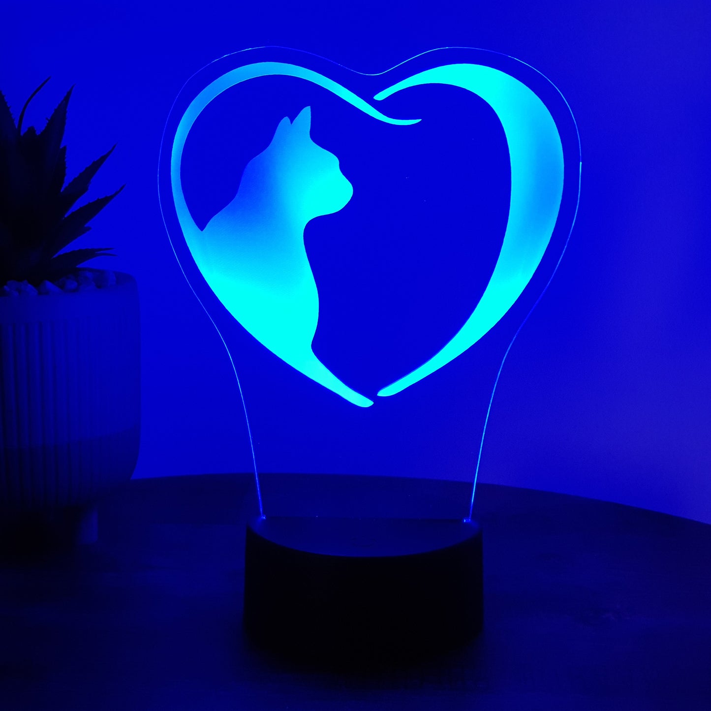 LED Lampe Herz mit Katze