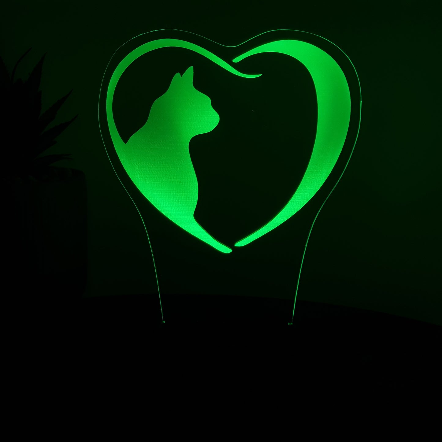 LED Lampe Herz mit Katze