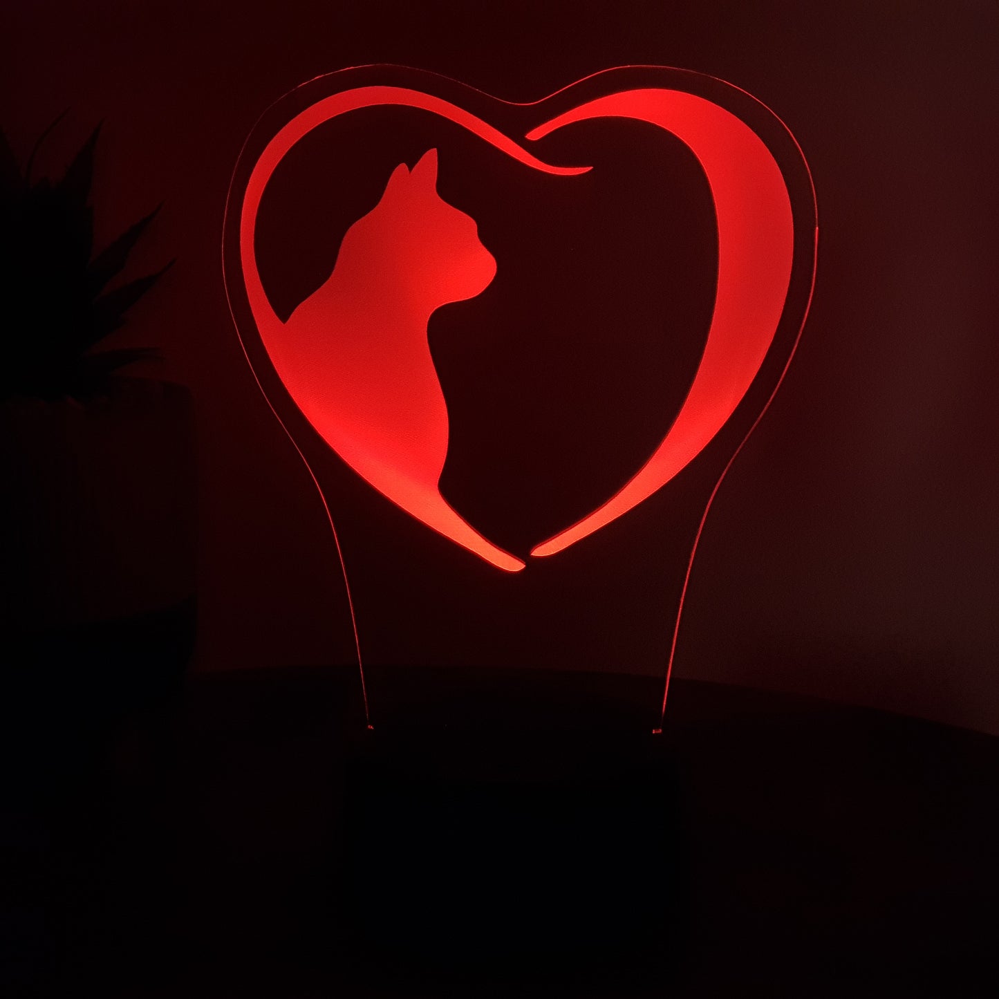LED Lampe Herz mit Katze