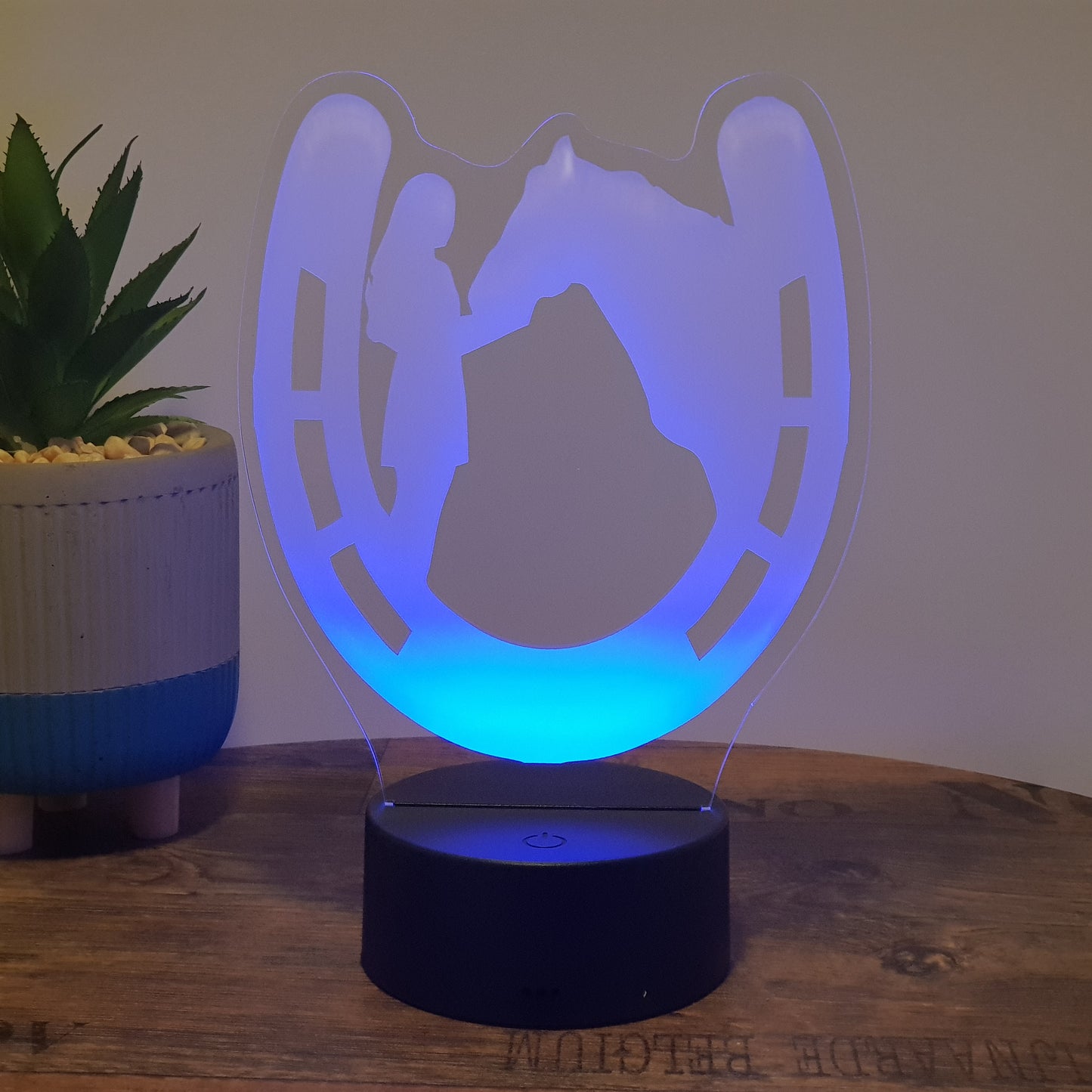 LED Lampe Hufeisen mit Pferd