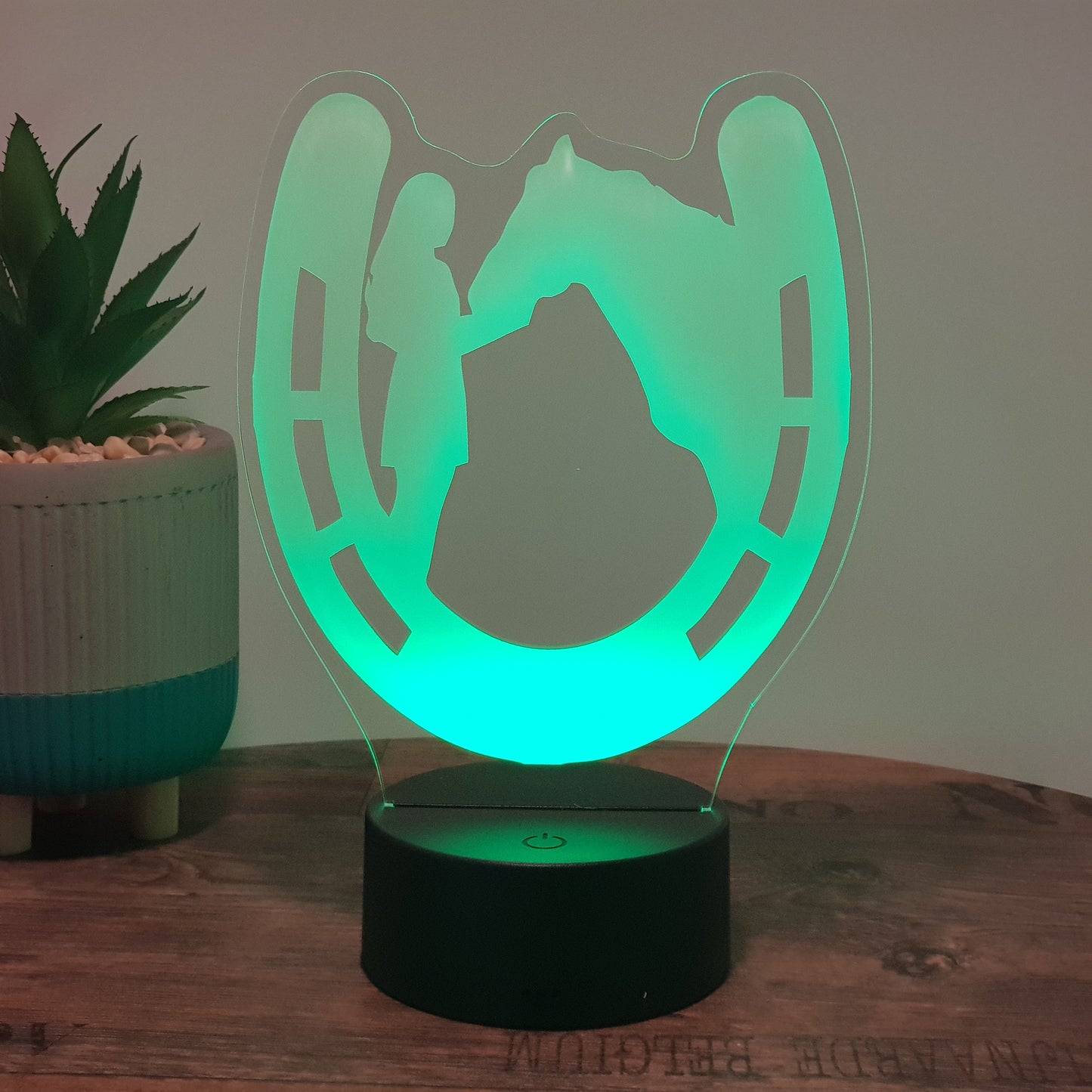 LED Lampe Hufeisen mit Pferd