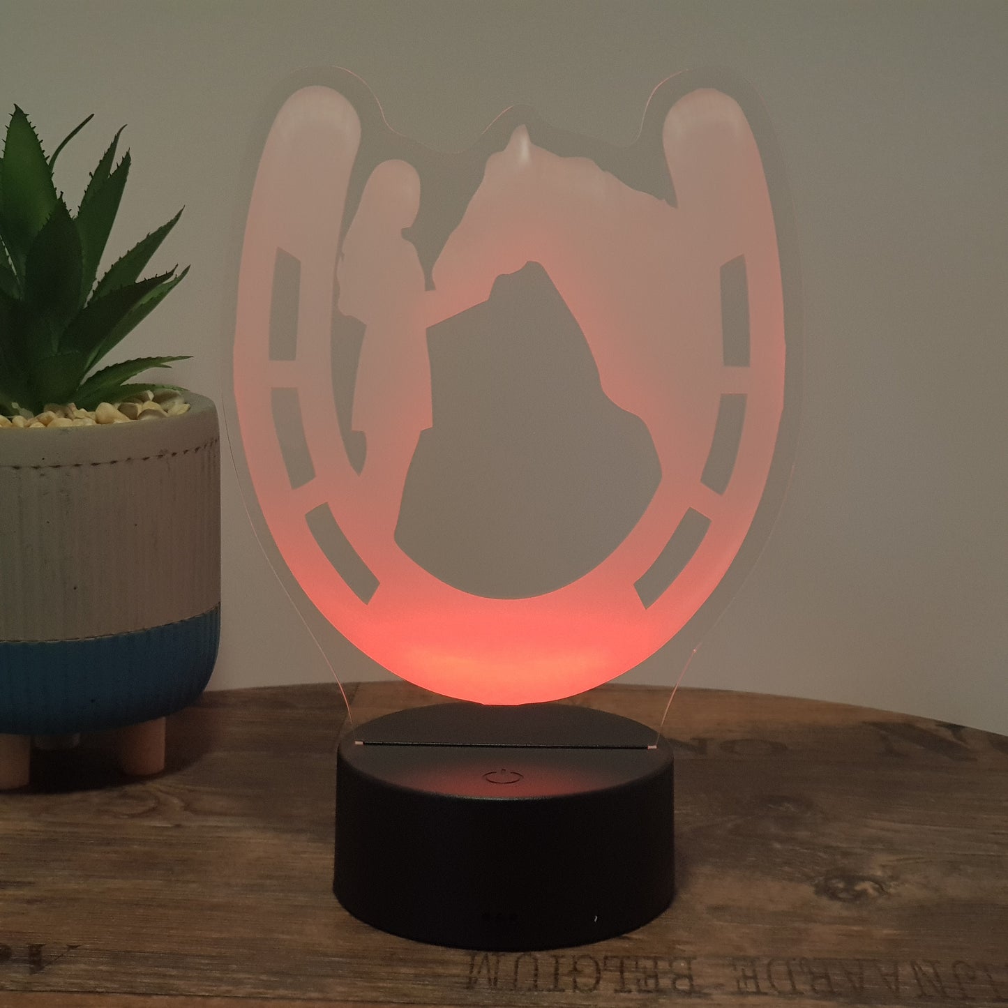 LED Lampe Hufeisen mit Pferd