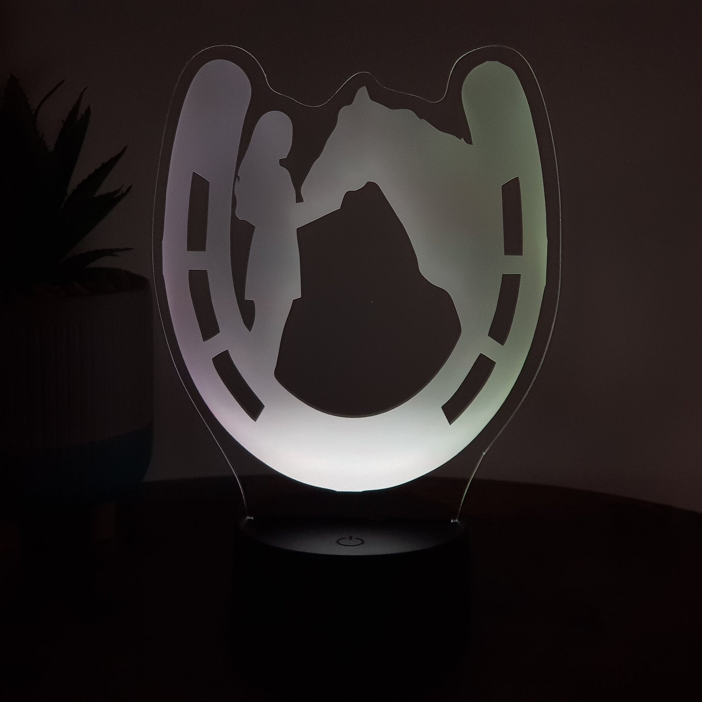 LED Lampe Hufeisen mit Pferd