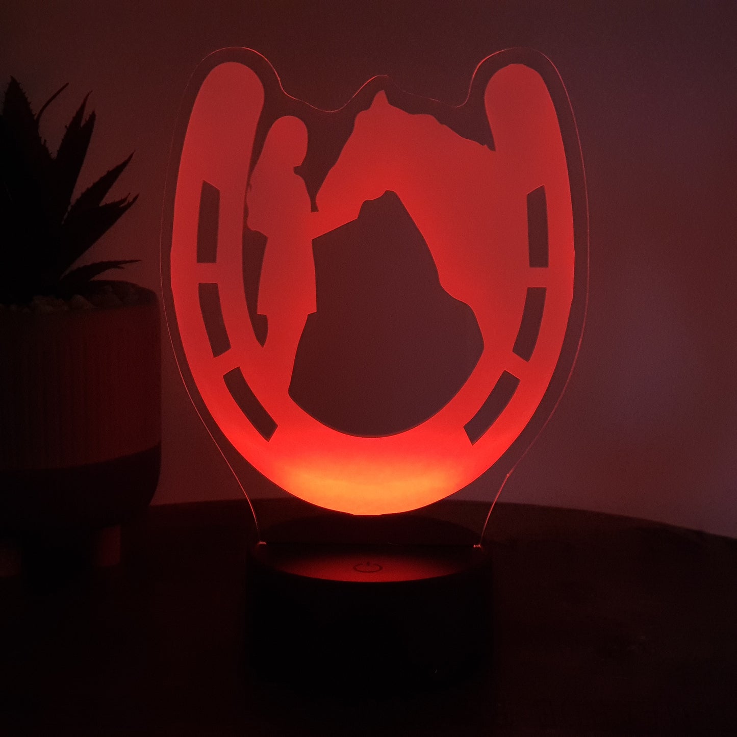 LED Lampe Hufeisen mit Pferd