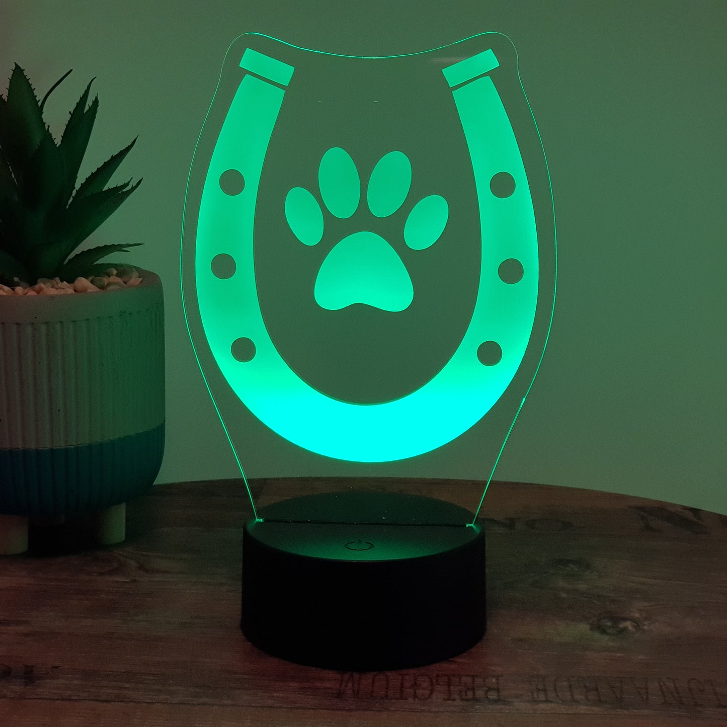 LED Lampe Hufeisen mit Pfote