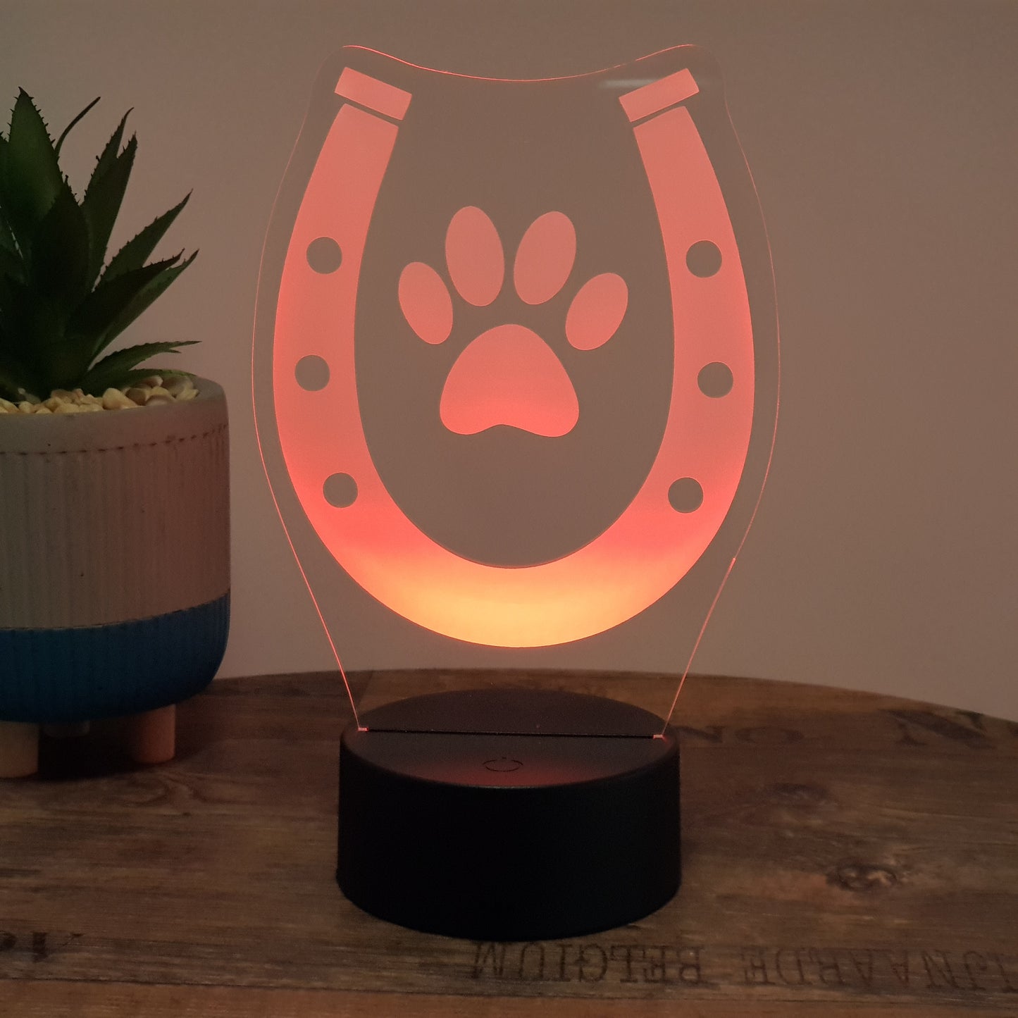 LED Lampe Hufeisen mit Pfote