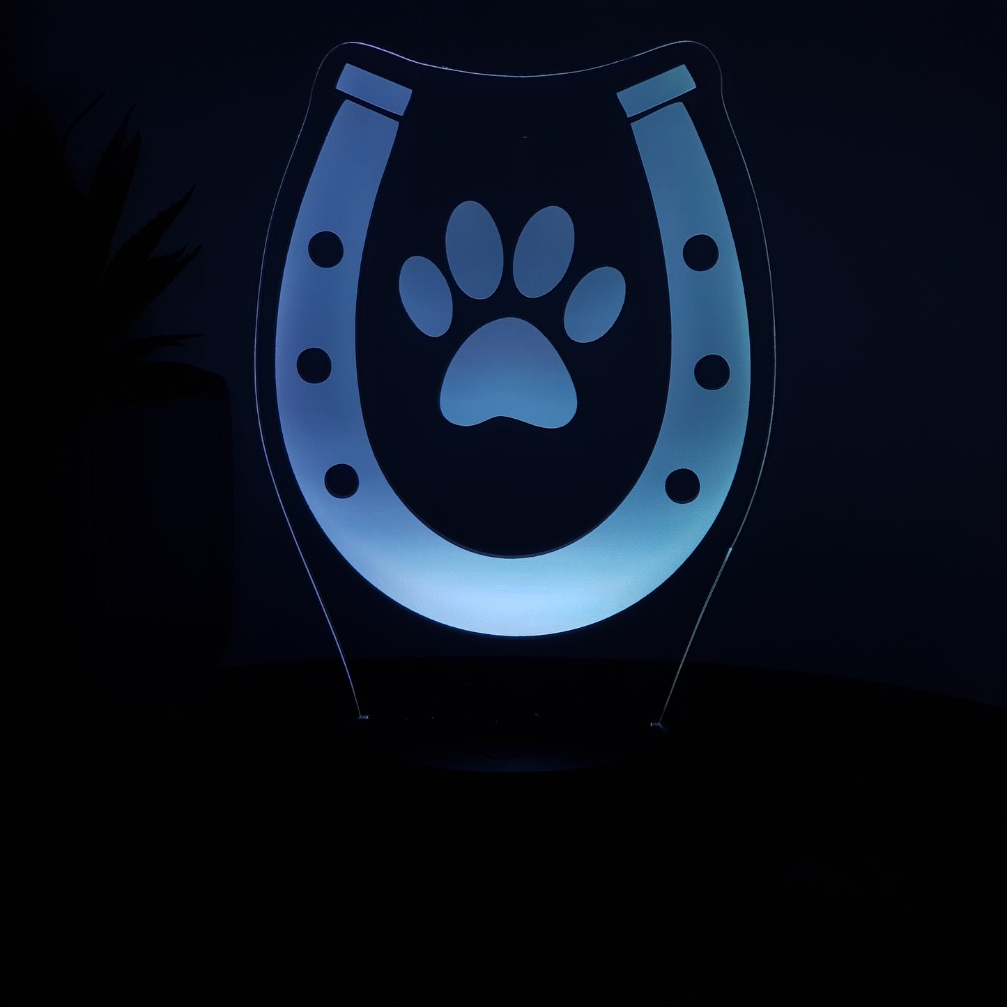LED Lampe Hufeisen mit Pfote
