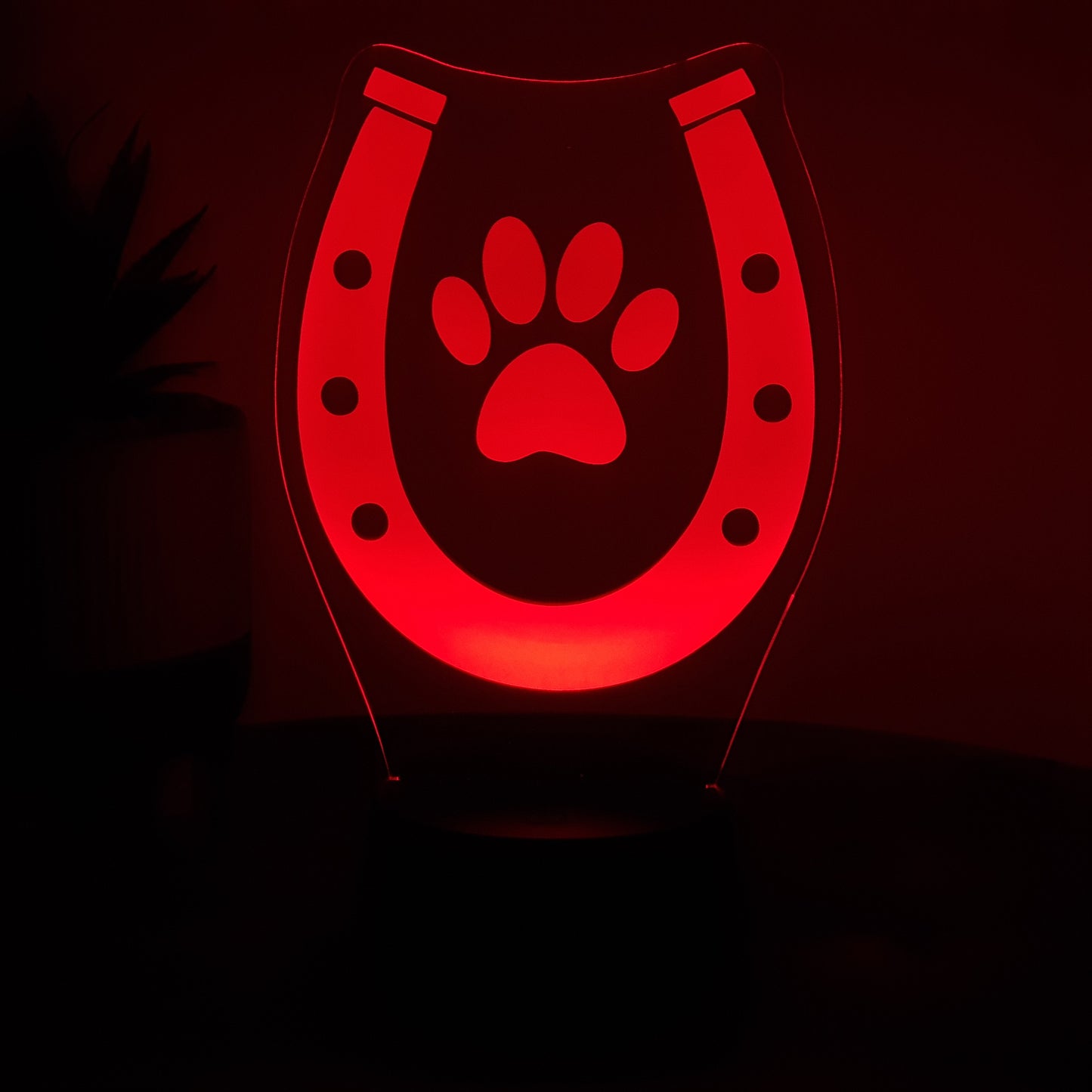 LED Lampe Hufeisen mit Pfote