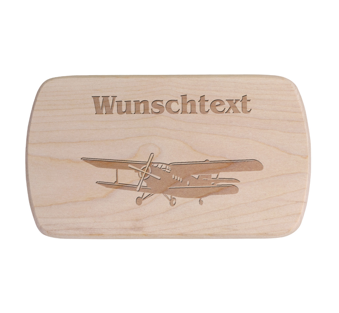Ahorn Frühstücksbrettchen - Flugzeug - Doppeldecker