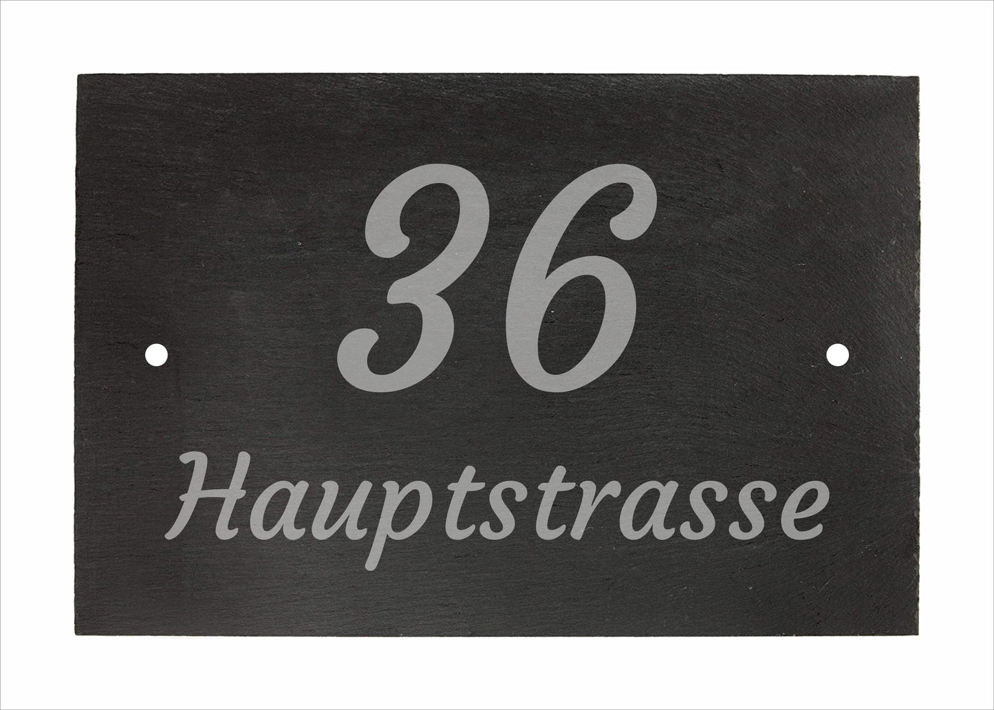 Schiefer Hausnummer mit Straßenname