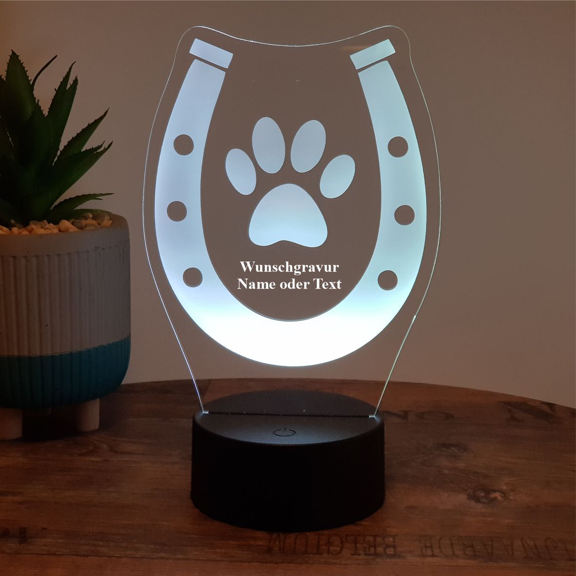 LED Lampe Hufeisen mit Pfote