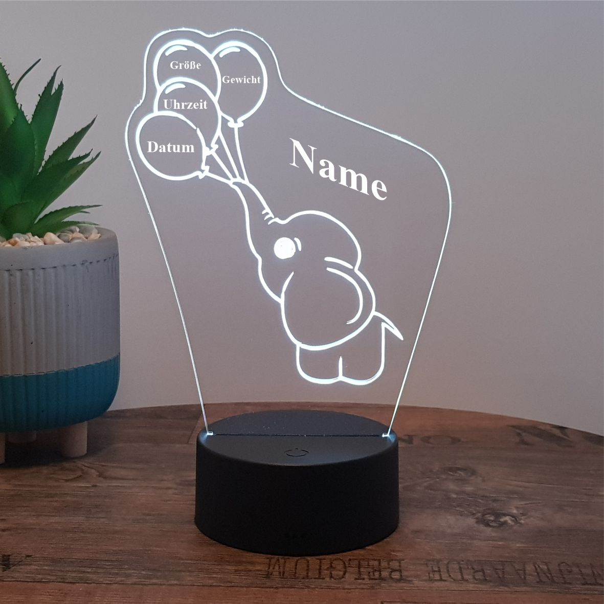 LED Lampe - Geburt - Elefant